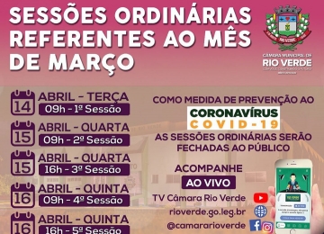 Vereadores realizam esta semana as sessões ordinárias da Câmara Municipal de Rio Verde