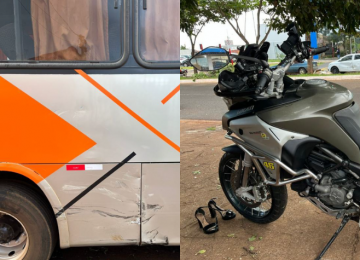 Acidente entre moto e ônibus deixa duas pessoas feridas no bairro Dom Miguel