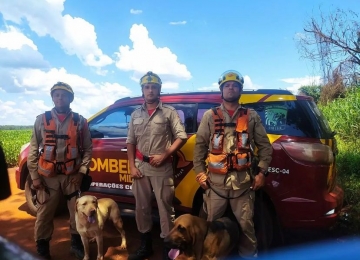 Bombeiros com cães farejadores encontram corpo de desaparecido em Caçu