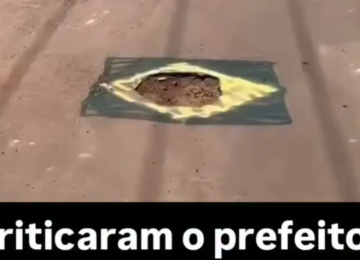 Moradores transformam buracos em pintura do Brasil e protesto 'criativo' viraliza no MA