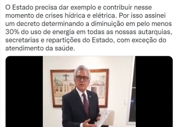 Goiás publica decreto para diminuir em 30% consumo de energia na administração estadual