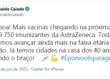 Governador de Goiás anuncia a chegada de 2ª remessas de novas doses para esta semana