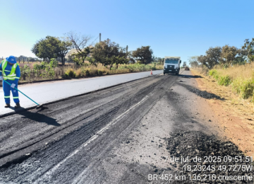 Concessionária inicia recuperação do asfalto em trechos da BR-452