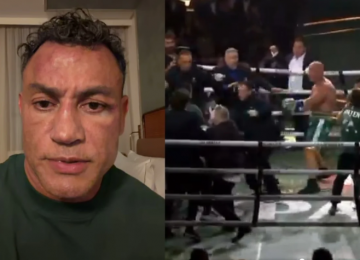 Confusão marca luta entre Popó e Wanderlei Silva em São Paulo