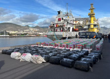 Espanha intercepta navio que saiu do Brasil e apreende quase 10 toneladas de cocaína no Atlântico