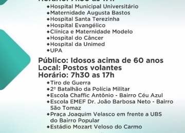 Vacinação começa hoje (23) em Rio Verde com pontos diferentes