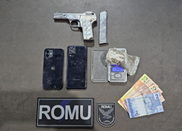ROMU apreende adolescente por tráfico e encontra arma em residência na região do Espelho DÁgua