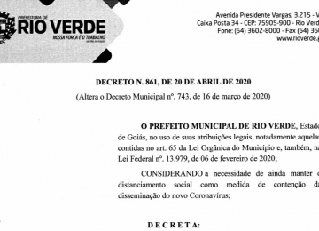 Prefeito prorroga suspensão das aulas presenciais em Rio Verde até 30/05