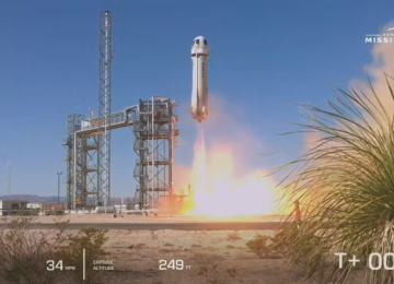 Nave da Blue Origin é lançada com sucesso, empresa fez 1º voo espacial tripulado em quase 2 anos 