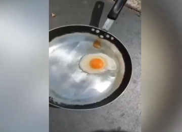 Com altas temperaturas, morador de Anapólis usa a calçada para fritar ovo 