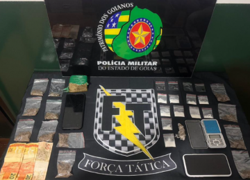 PM apreende drogas e detém dois suspeitos de tráfico no Setor Morada do Sol, em Rio Verde