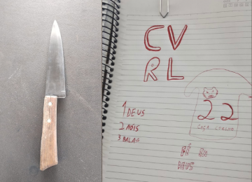 Em Rio Verde, PM apreende menor com faca e caderno com apologia ao crime em escola