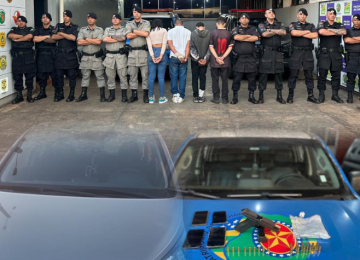 PM e CPE prendem em Indiara quatro pessoas por tentativa de homicídio em oficina no Setor Pausanes