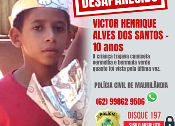 Polícia Civil informa o desaparecimento de criança em Maurilândia