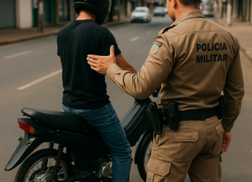 Homem é detido após resistir à abordagem da PM com moto irregular e causar lesões em policial