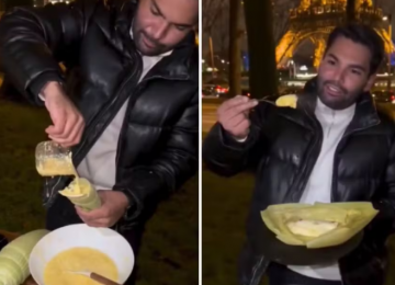 Goiano viraliza após fazer pamonha em frente à torre Eiffel, em Paris