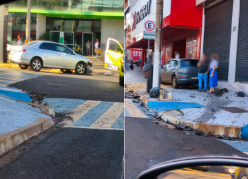 Avanço de sinal provoca acidente entre dois carros na Avenida Presidente Vargas