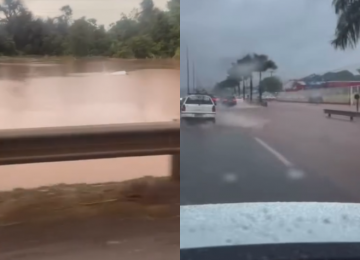 Chuvas em Goiânia alaga trecho da GO-070; Motoristas também redobram os cuidados em Trindade