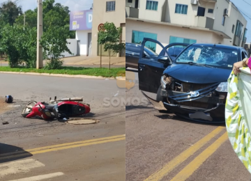 Carro bate em moto na Avenida Flamboyant, no Residencial Gameleira