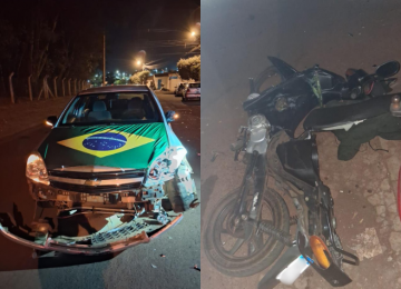 Colisão frontal entre carro e moto deixa motociclista gravemente ferido no Mutirão, em Rio Verde