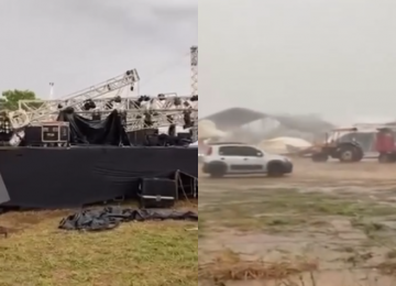 Temporal destrói estrutura de show de Zezé Di Camargo; Goiás continua com alerta de tempestade