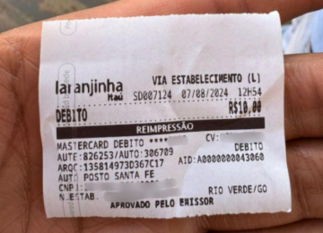 Menor de idade abastece moto e compra cigarro eletrônico com cartão perdido em Rio Verde 