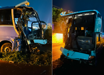 Ônibus colide em poste e fornecimento de energia precisa ser interrompido em alguns bairro de Rio Verde