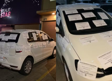 Comerciante admite excesso após colar papéis em carro de cliente em Goiânia