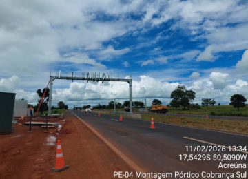 Rota Verde instala primeiro pórtico de pedágio eletrônico na BR-060, em Acreúna