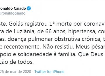 Goiás confirma primeiro óbito por coronavírus do Centro-Oeste