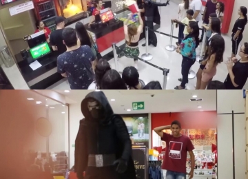 Cinema de Rio Verde faz pegadinha no shopping com personagens de Star Wars