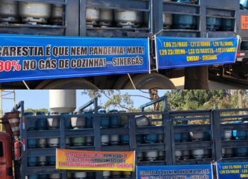 Representantes goianos do Sinergás protestam contra reajustes no preço dos botijões