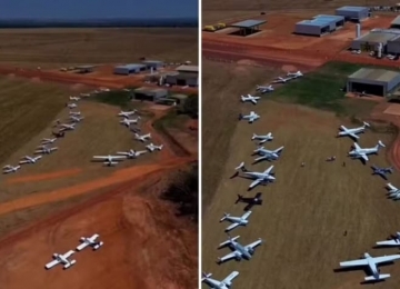 Imagem com mais de 15 aeronaves em fazenda na abertura do plantio de soja impressionam em Goiás