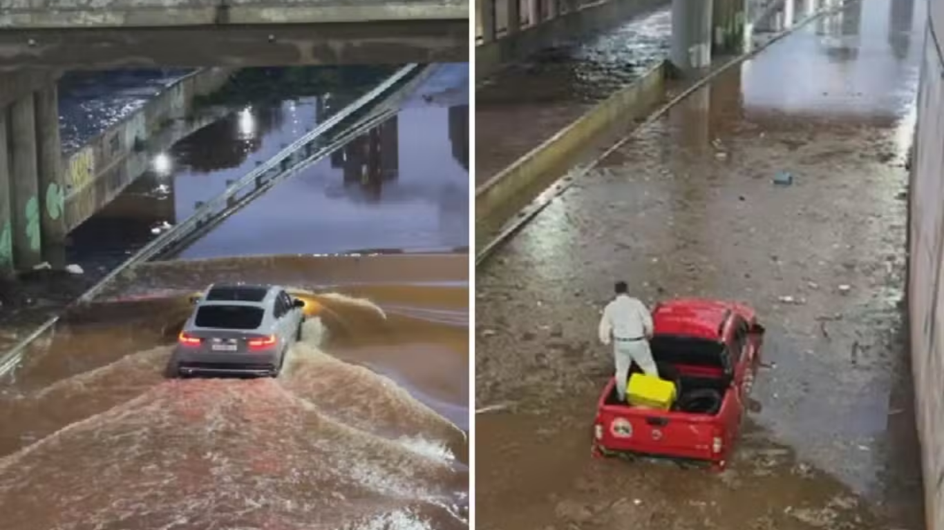 Marginal Botafogo tem trechos bloqueados após fortes chuvas desta terça-feira; em Goiânia