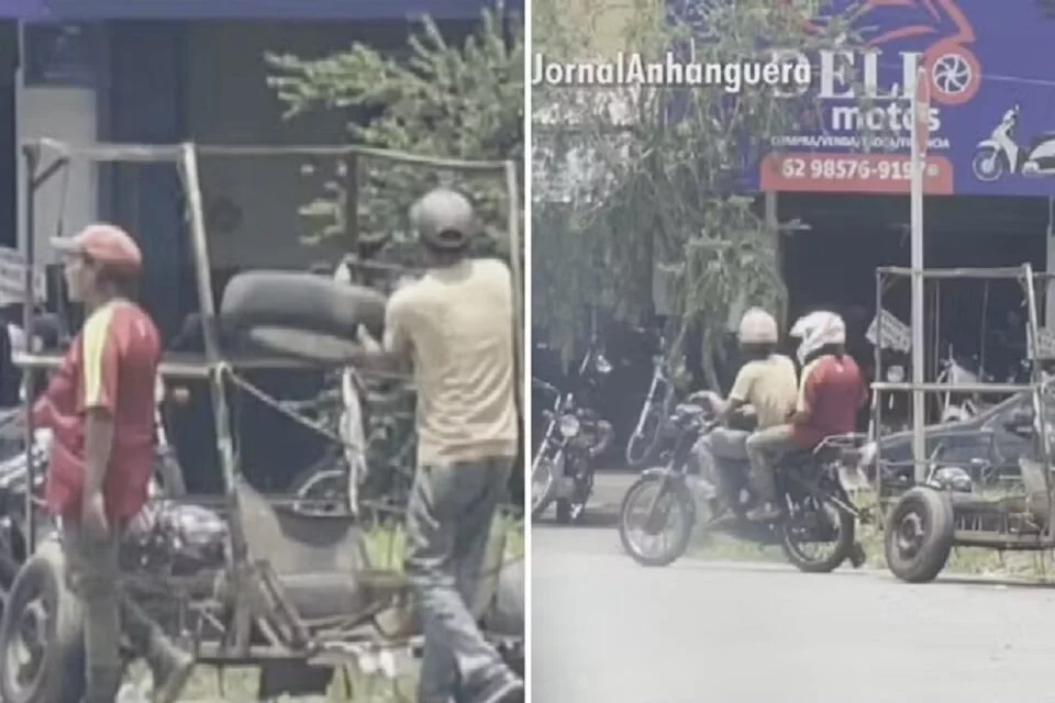 Casal furta pneus de carro capotado usado em campanha de conscientização em Goiânia