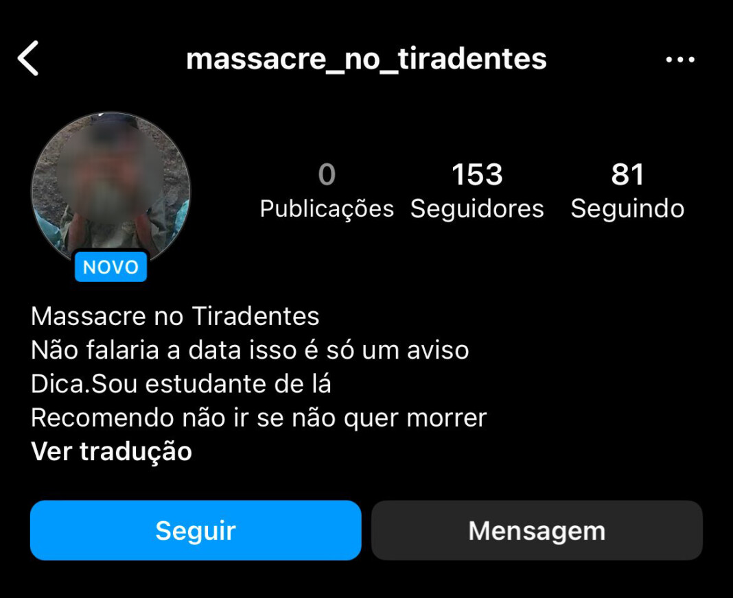 Menor detido por criar perfil em rede social anunciando massacre em escola