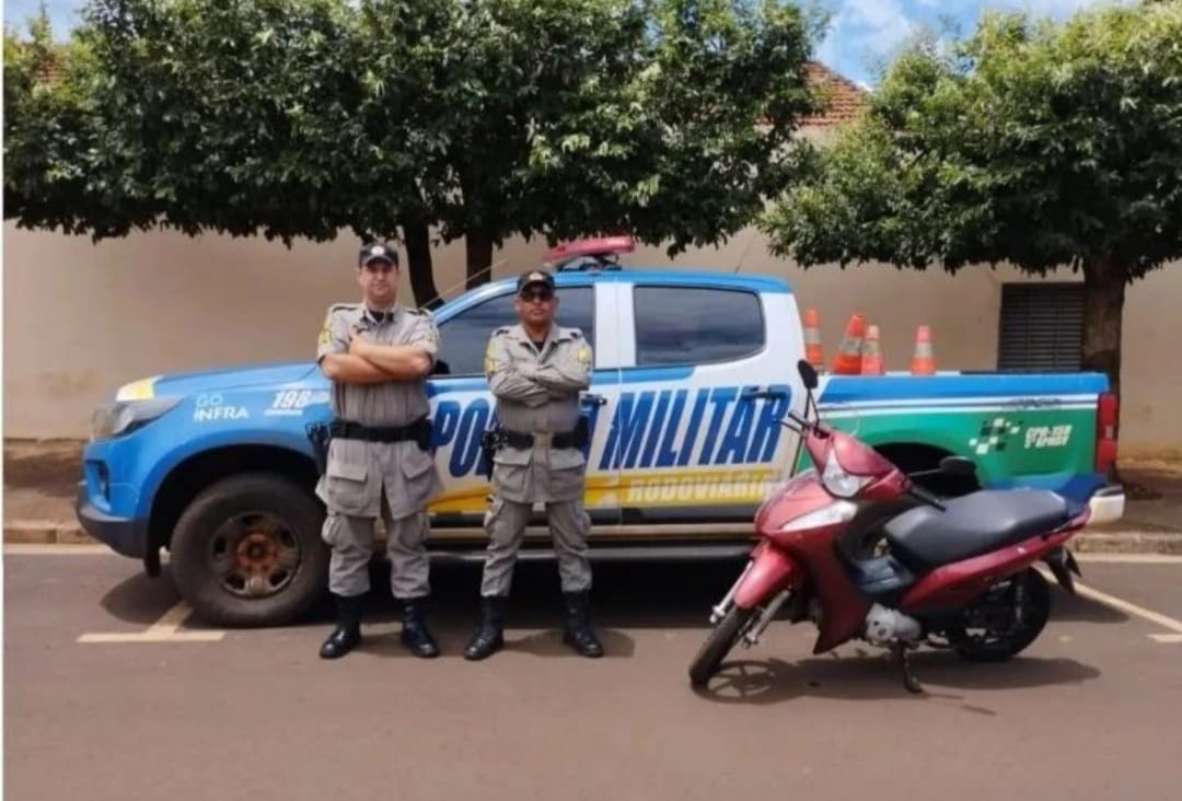 Moto furtada em Rio Verde é recuperada em Quirinópolis com placa clonada 