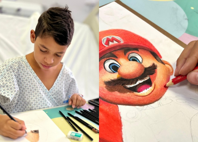 Menino de 11 anos hospitalizado em Goiás impressiona com talento para o desenho