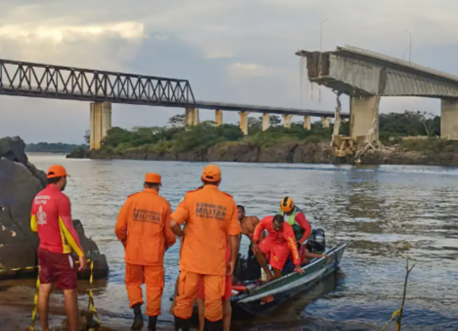 Desabamento de ponte deixa 16 desaparecidos e água contaminada por ácido sulfúrico