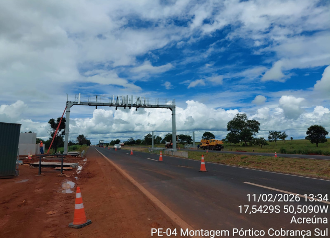 Rota Verde instala primeiro pórtico de pedágio eletrônico na BR-060, em Acreúna