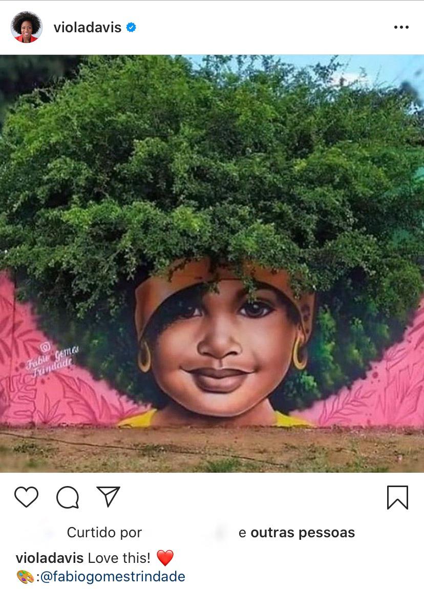 Viola Davis compartilha em seu Instagram grafite de artista de Trindade/GO
