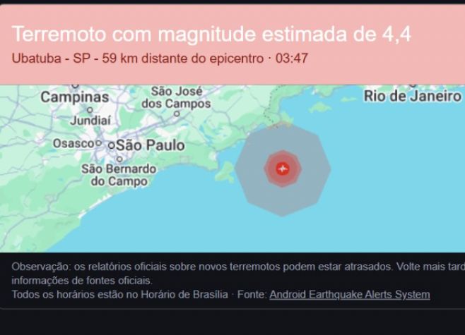 Moradores de SP e RJ recebem alerta de terremoto; Defesa Civil nega notificação