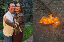Esposa de Regis Danese queima boneco Labubu após incêndio; 