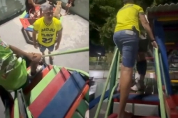 Policial e jovem se envolvem em briga em parquinho de praça após discussão sobre camisa com símbolo político