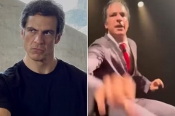 Mateus Solano dá tapa em celular de fã que filmava peça de teatro