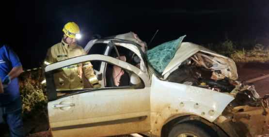 Colisão entre picape e caminhão prancha deixa duas vítimas fatais na GO-174, em Montividiu