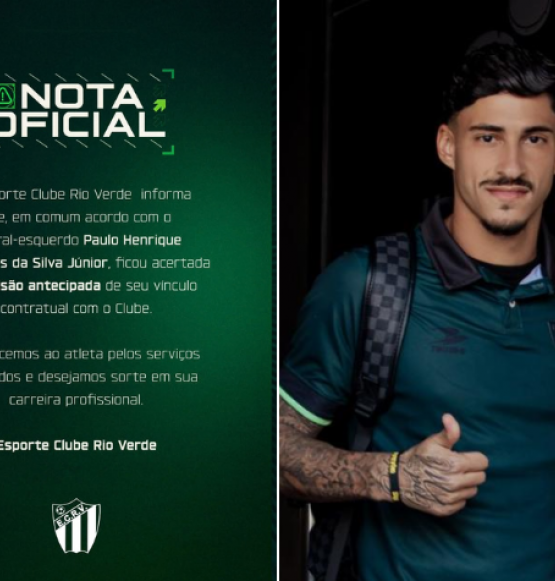 EC Rio Verde anuncia rescisão antecipada de contrato com lateral Paulo Henrique