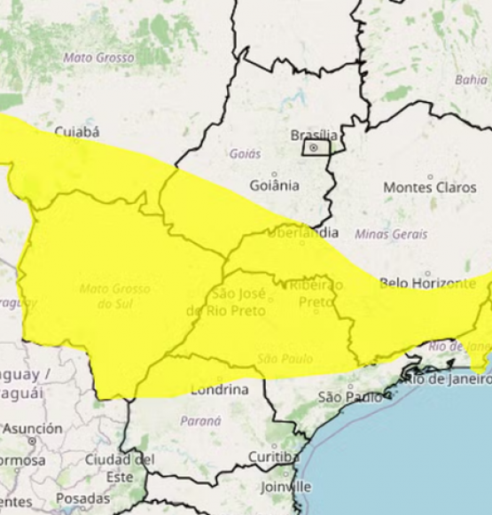 Inmet alerta para perigo potencial para vendaval em Goiás entre esta quinta (06) e sábado (8)