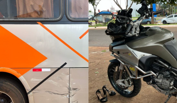 Acidente entre moto e ônibus deixa duas pessoas feridas no bairro Dom Miguel