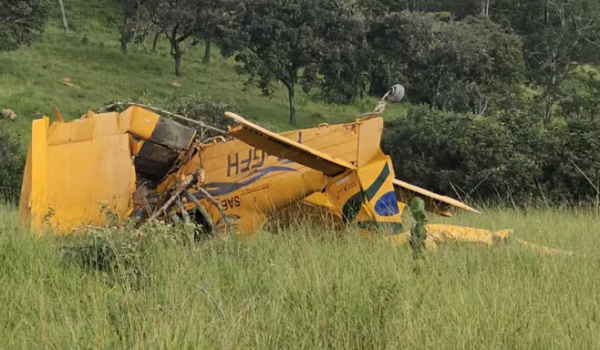 Avião carregado de defensivos cai em área rural de Catalão